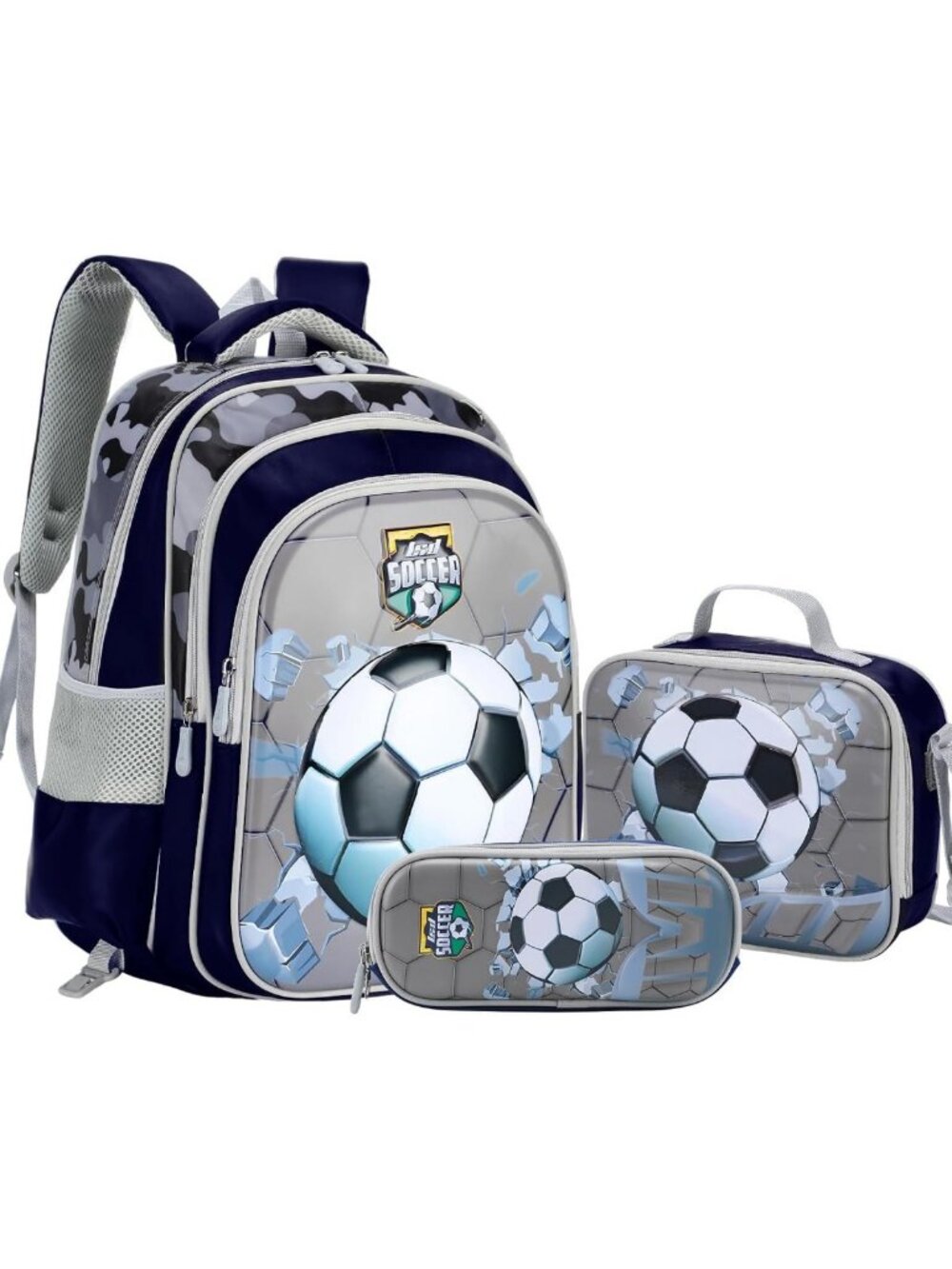 3-Piece Soccer Backpack Set for Kids Ages 6-12 | Fun & Stylish School Gear